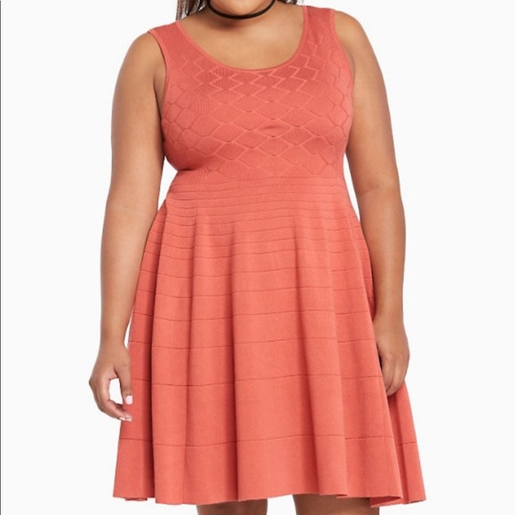 torrid Dresses & Skirts - Torrid mixed stitch skater dress sz 5x mineral red
